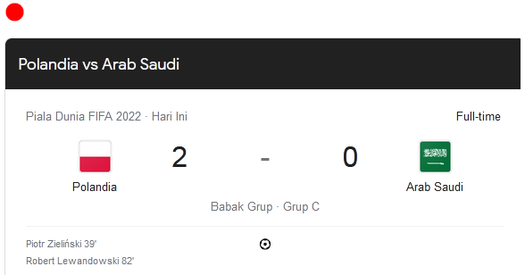 Hasil Polandia VS Saudi Hari Ini